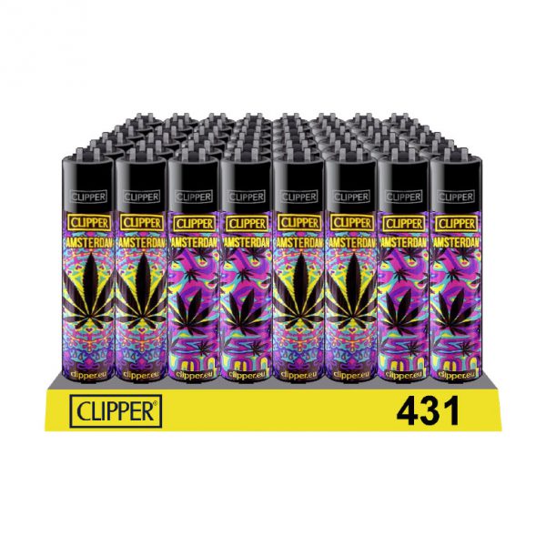 Clipper Lighters - 48pcs display - Amsterdam Neon Leaves